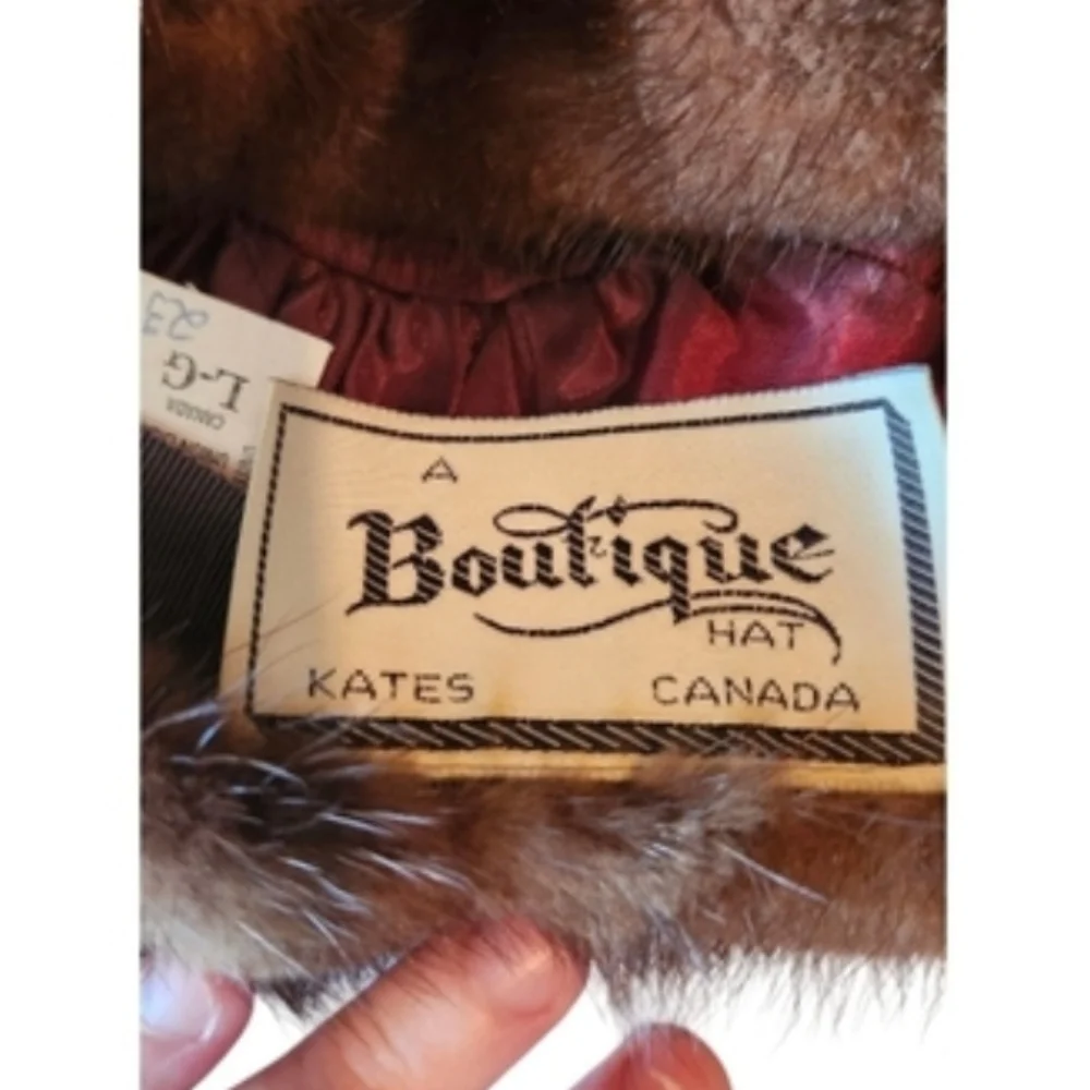 Vintage Luxe: Boutique Kates Canada Real Mink Fur Beret - Picture 7 of 9